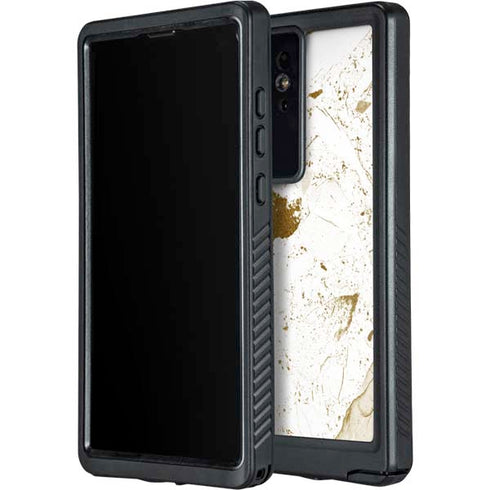 White Scattered Marble Galaxy S24 Ultra Waterproof Case