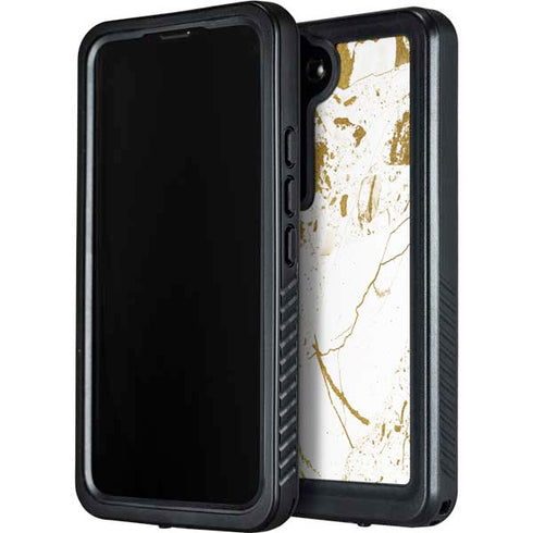 White Scattered Marble Galaxy S24 Waterproof Case