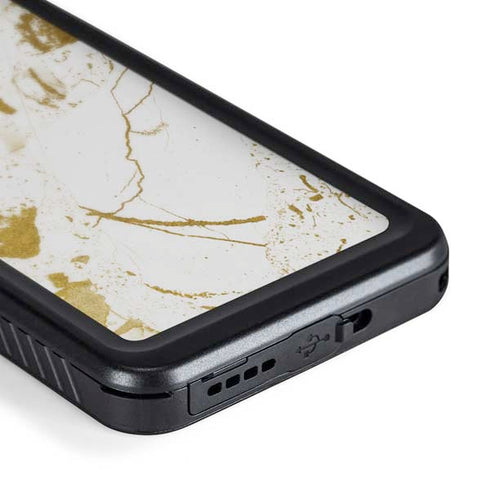 White Scattered Marble Galaxy S24 Waterproof Case