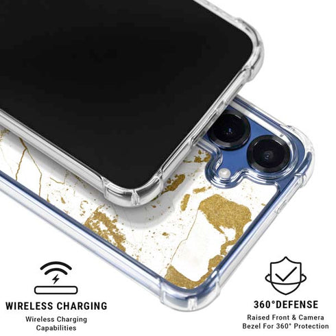 White Scattered Marble Galaxy S25 Plus Clear Case