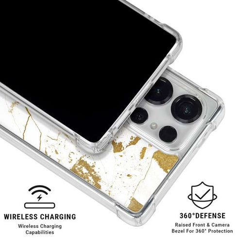 White Scattered Marble Galaxy S25 Ultra Clear Case
