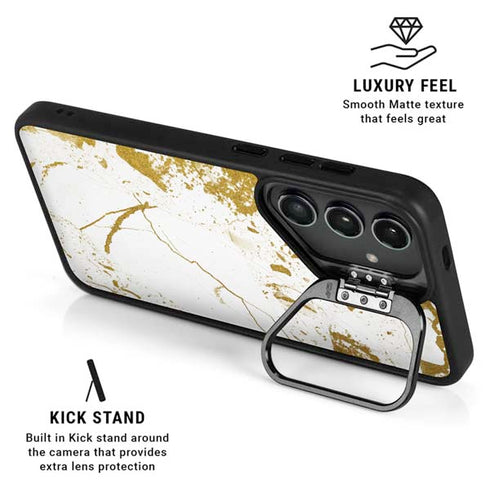 White Scattered Marble Galaxy S26 Kickstand Case