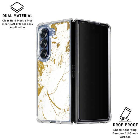 White Scattered Marble Galaxy Z Fold6 Clear Case