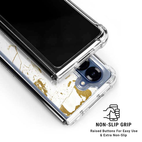 White Scattered Marble Galaxy Z Fold6 Clear Case