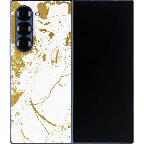 White Scattered Marble Galaxy Z Fold6 Skin