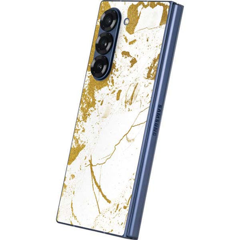 White Scattered Marble Galaxy Z Fold6 Skin