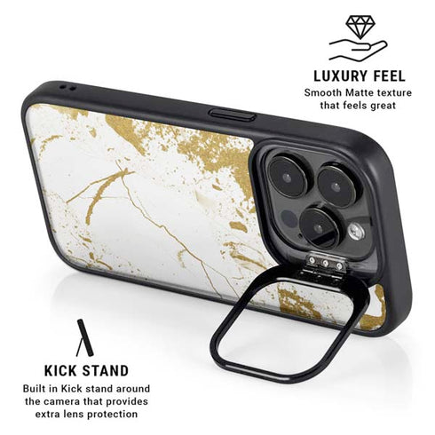 White Scattered Marble iPhone 13 Pro Kickstand Case