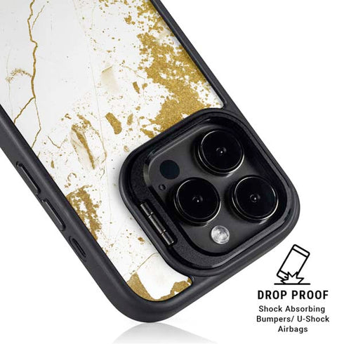 White Scattered Marble iPhone 13 Pro Kickstand Case