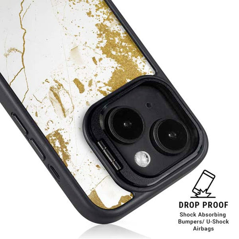 White Scattered Marble iPhone 14 Plus Kickstand Case