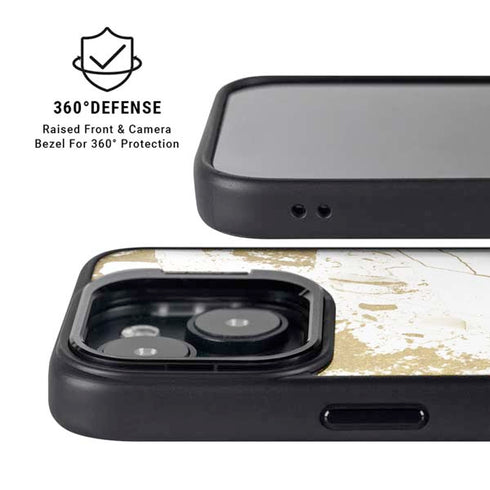 White Scattered Marble iPhone 15 Kickstand Case
