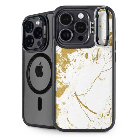 White Scattered Marble iPhone 15 Pro Max Kickstand Case