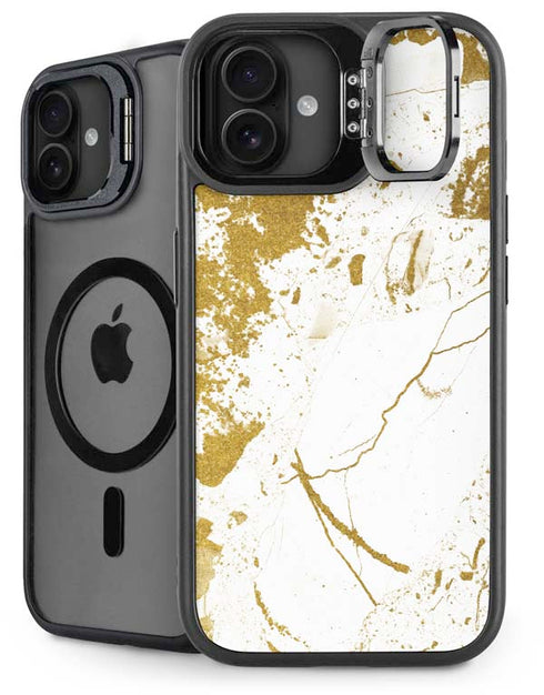 White Scattered Marble iPhone 16 Plus Kickstand Case