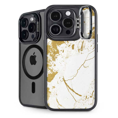 White Scattered Marble iPhone 16 Pro Kickstand Case