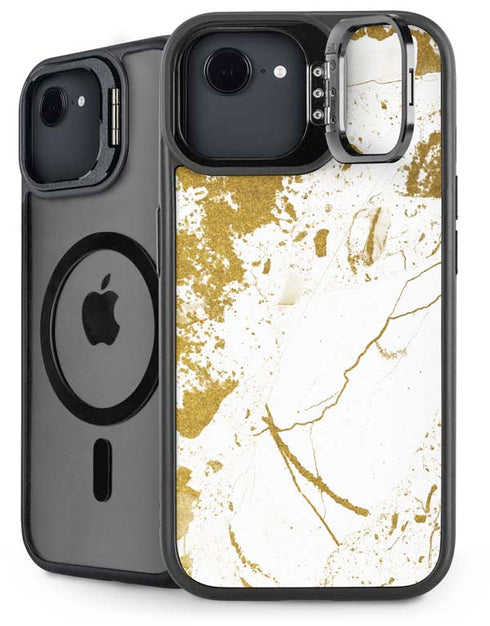 White Scattered Marble iPhone 16e Kickstand Case