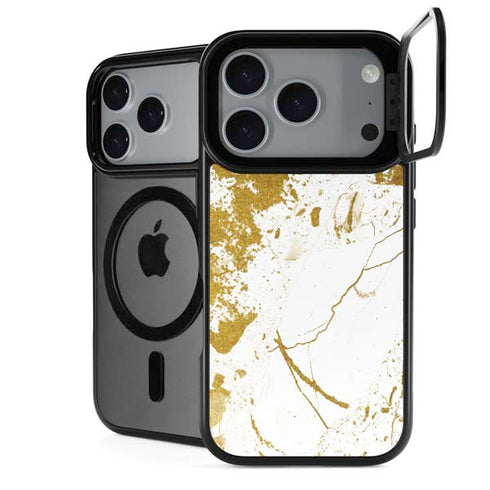 White Scattered Marble iPhone 18 Pro Kickstand Case