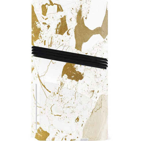 White Scattered Marble PS5 Pro Disk Bundle Skin