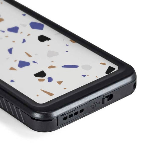 White Terrazzo Galaxy S24 Plus Waterproof Case