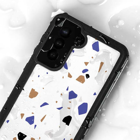 White Terrazzo Galaxy S24 Plus Waterproof Case