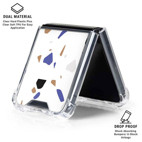 White Terrazzo Galaxy Z Flip6 Clear Case