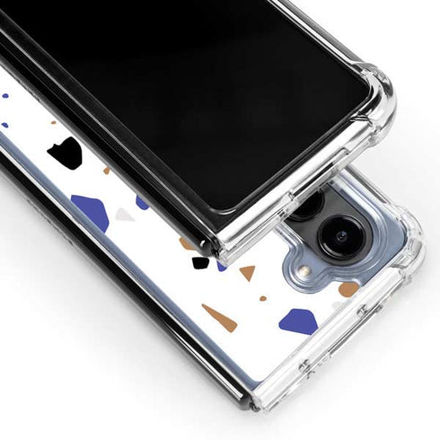 White Terrazzo Galaxy Z Fold5 5G Clear Case
