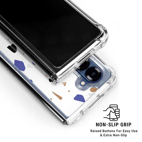 White Terrazzo Galaxy Z Fold6 Clear Case