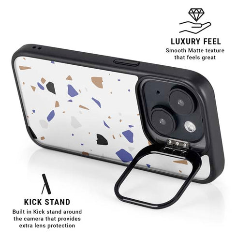 White Terrazzo iPhone 14 Plus Kickstand Case