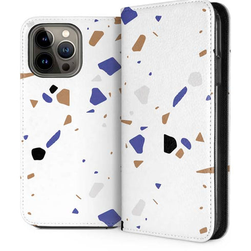 White Terrazzo iPhone 14 Pro Max Folio Case