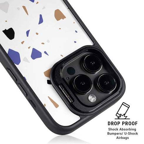 White Terrazzo iPhone 14 Pro Max Kickstand Case