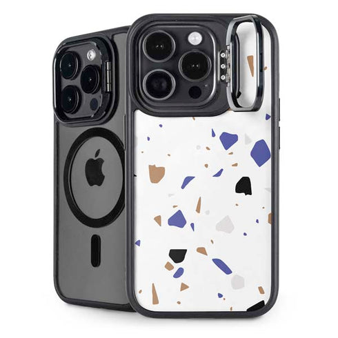 White Terrazzo iPhone 15 Pro Kickstand Case