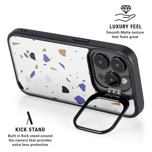 White Terrazzo iPhone 15 Pro Max Kickstand Case