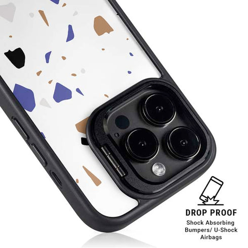 White Terrazzo iPhone 15 Pro Max Kickstand Case