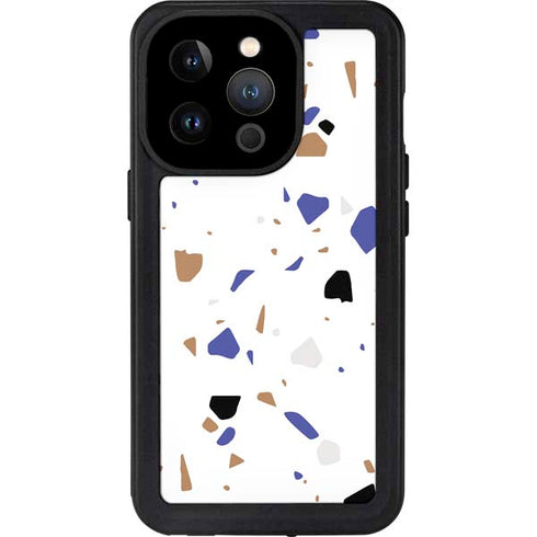 White Terrazzo iPhone 15 Pro Waterproof Case