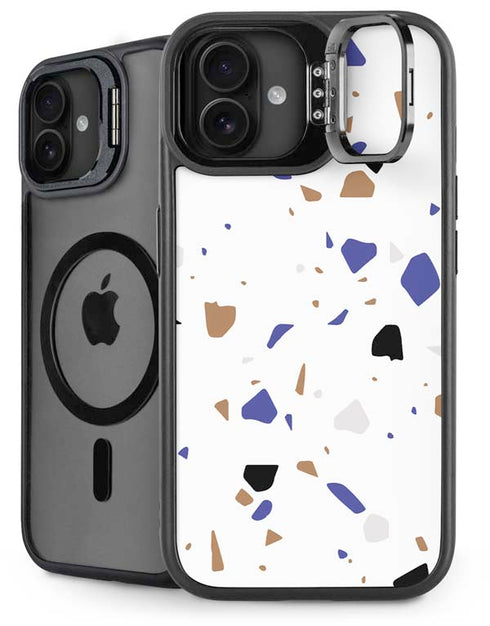 White Terrazzo iPhone 16 Kickstand Case