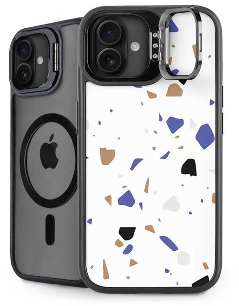 White Terrazzo iPhone 16 Plus Kickstand Case