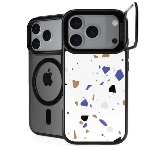 White Terrazzo iPhone 18 Pro Kickstand Case