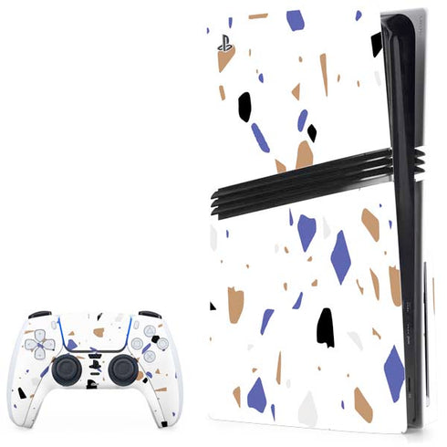 White Terrazzo PS5 Pro Disk Bundle Skin