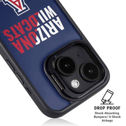 University of Arizona Wildcats Logo Split Blue iPhone 15 Plus Kickstand Case