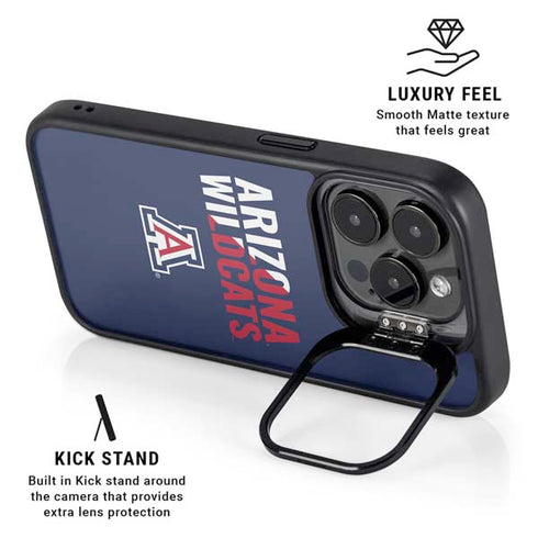 University of Arizona Wildcats Logo Split Blue iPhone 15 Pro Kickstand Case