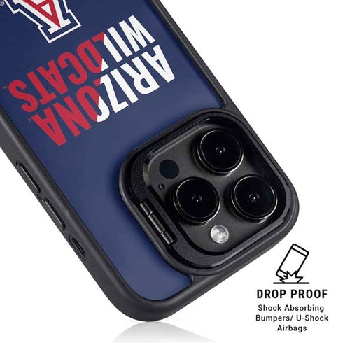 University of Arizona Wildcats Logo Split Blue iPhone 15 Pro Kickstand Case