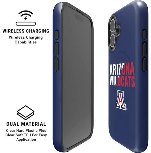 University of Arizona Wildcats Logo Split Blue iPhone 16 Magsafe Impact Case