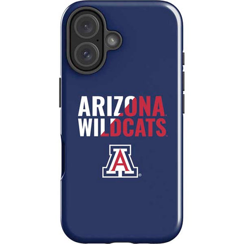 University of Arizona Wildcats Logo Split Blue iPhone 16 Plus Impact Case