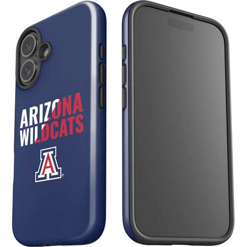 University of Arizona Wildcats Logo Split Blue iPhone 16 Plus Impact Case