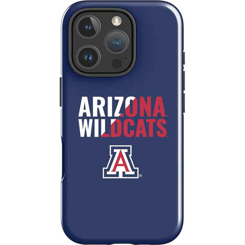 University of Arizona Wildcats Logo Split Blue iPhone 16 Pro Max Impact Case