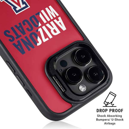 University of Arizona Wildcats Logo Split Red iPhone 15 Pro Kickstand Case