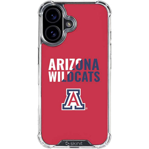 University of Arizona Wildcats Logo Split Red iPhone 16 Plus Clear Case