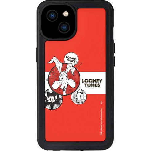 Looney Tunes Wile E Coyote Red Stripes iPhone 15 Plus Waterproof Case