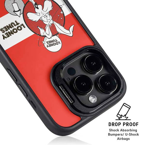 Looney Tunes Wile E Coyote Red Stripes iPhone 15 Pro Kickstand Case