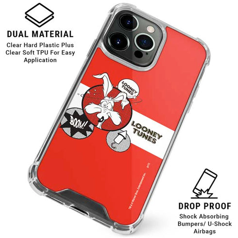 Looney Tunes Wile E Coyote Red Stripes iPhone 16 Pro Max Clear Case