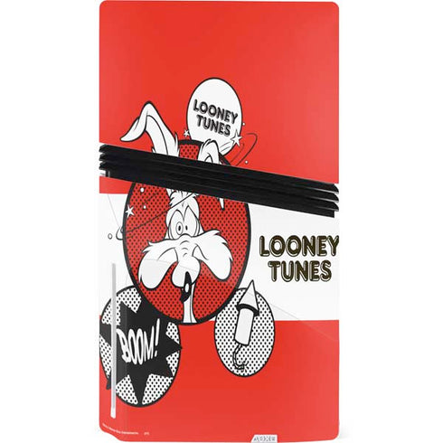 Looney Tunes Wile E Coyote Red Stripes PS5 Pro Disk Console Skin