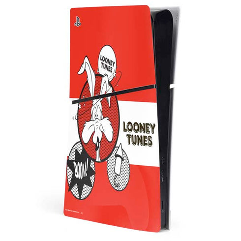 Looney Tunes Wile E Coyote Red Stripes PS5 Slim Digital Edition Console Skin